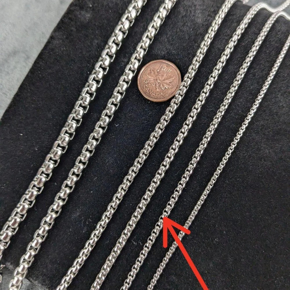 3mm stainless steel necklace box chain rolo link 20" 22" 24" 26" 28" - Picture 2 of 5